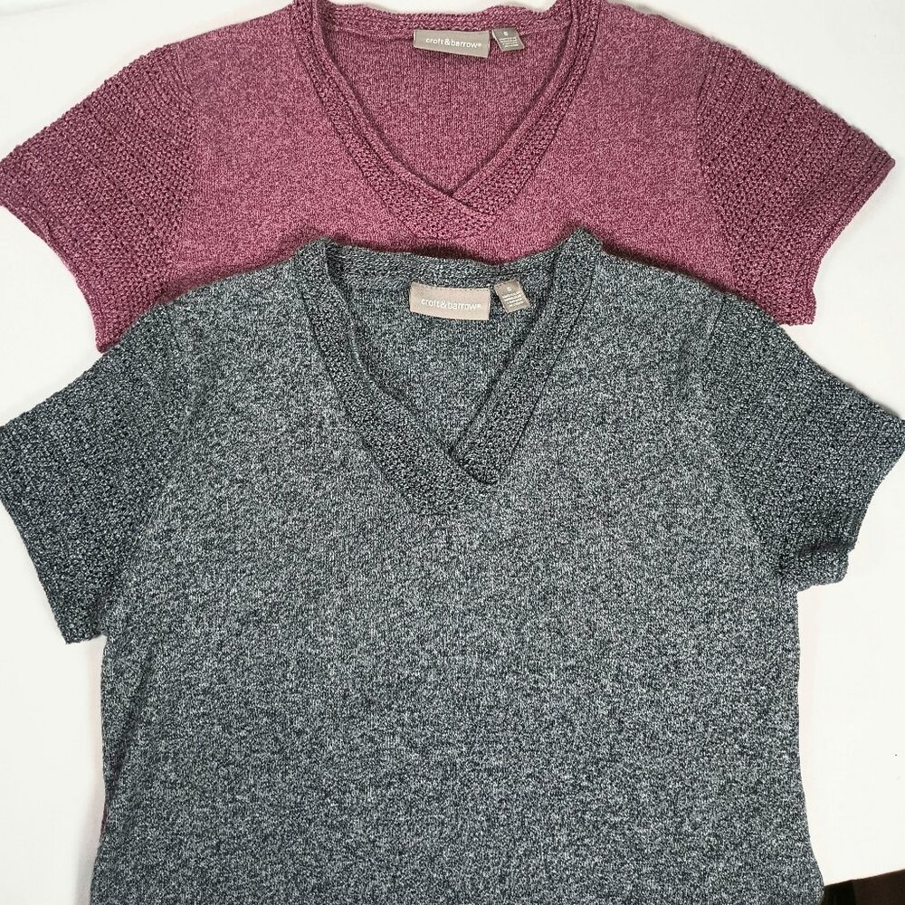 Bundle 2 Croft and Barrow Knit Sweater Tops Short Sleeve Small